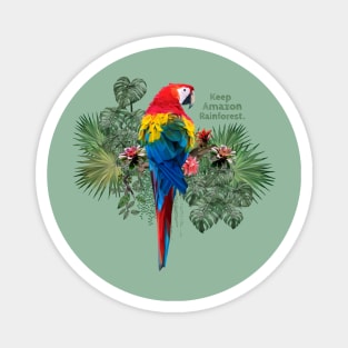 Polygonal art of macaw birds with keep amazon wording. Magnet